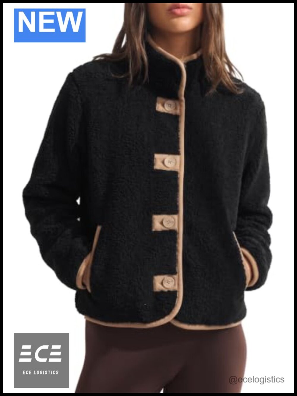 Fleece Sherpa Jacket Button Down Fuzzy Outerwear